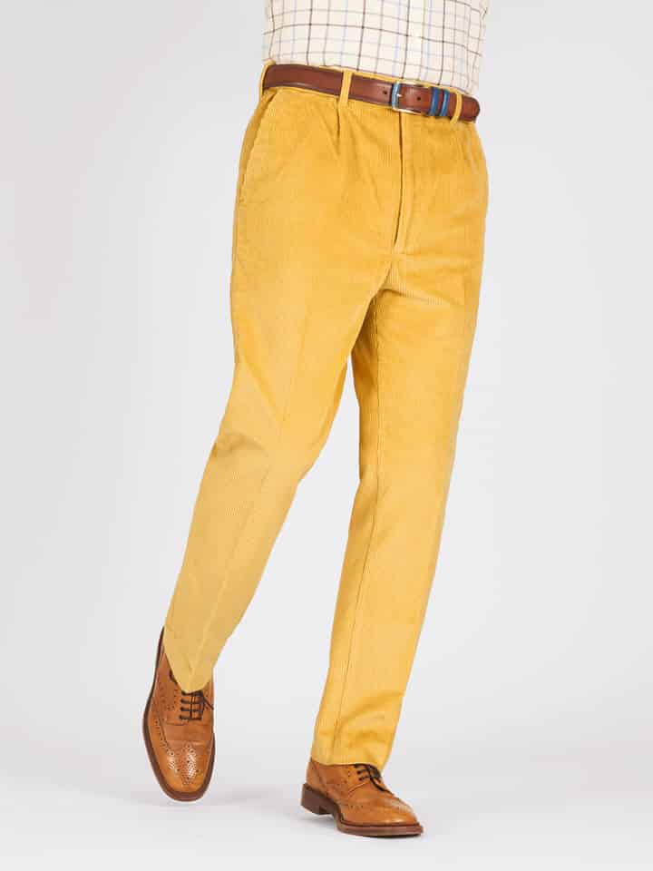 Men's Corn Yellow Corduroy Trousers Model