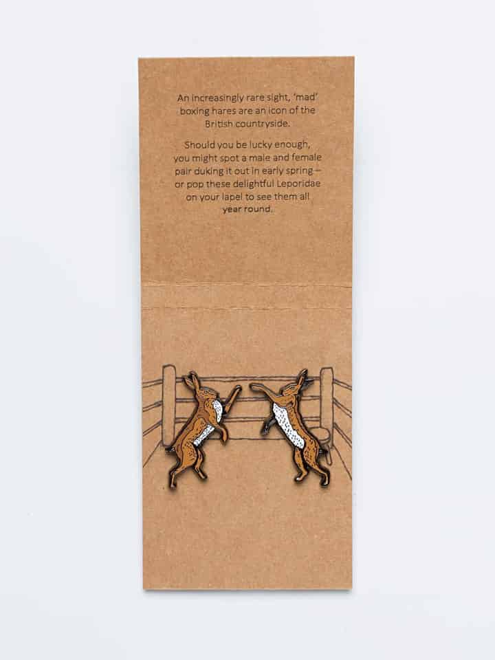 Hares Rabbit Enamelled Lapel Pins Cardboard