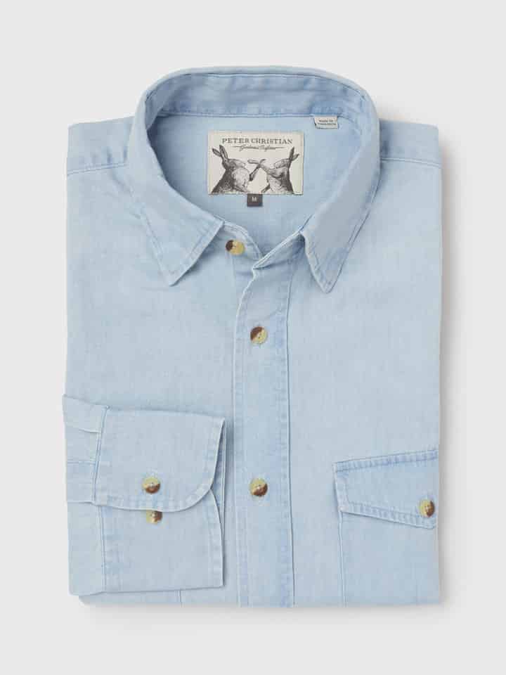 Men's Cotton Chambray Shirt Folded