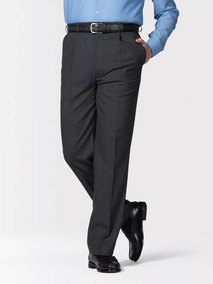 Men's Grey Super 100s Fine Wool Trousers