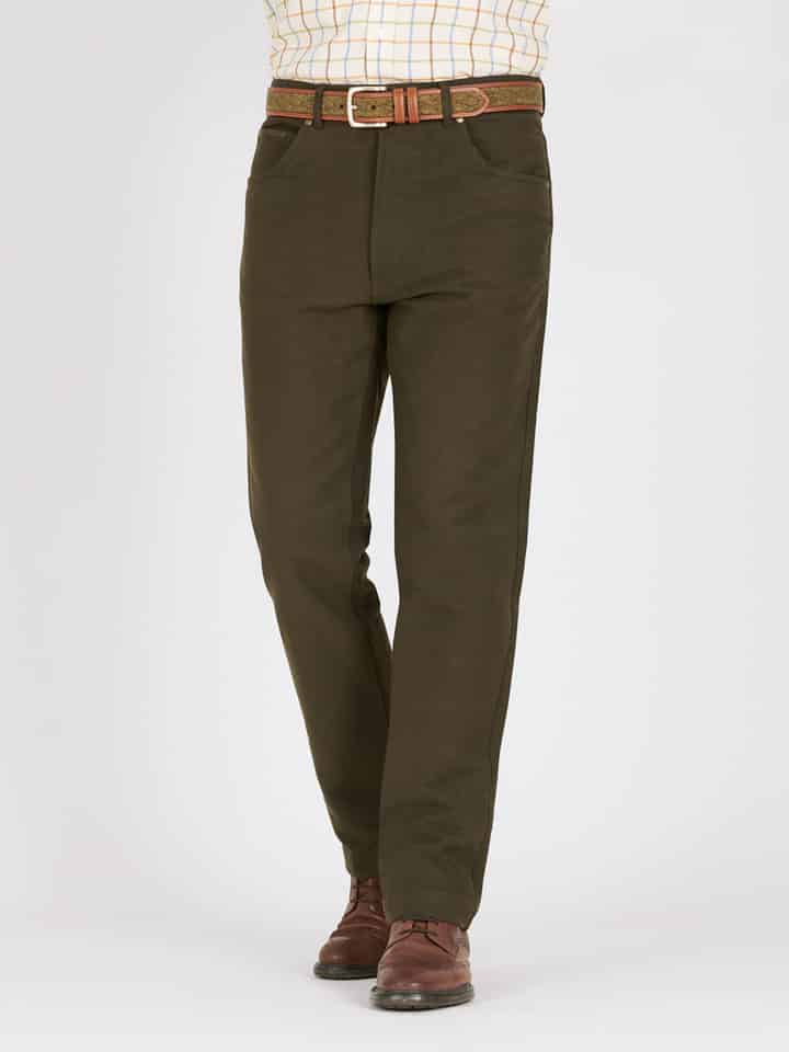 Men's Dark Green Moleskin Jeans