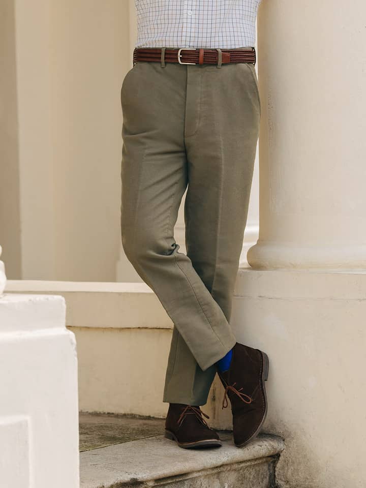 Men's Loden Green Moleskin Trousers Legs
