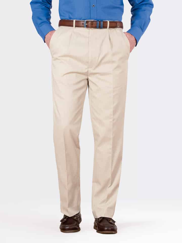 Image of Stone White Pleated Chino Trousers