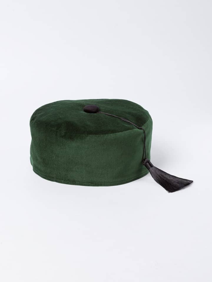 Men's Green Velvet Tasselled Smoking Cap