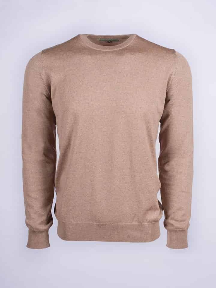 Men's Doe Beige Merino Wool Crew Neck Jumper