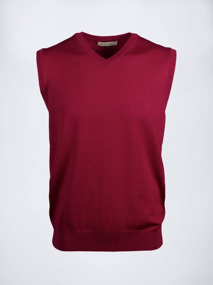Men's Dark Red Merino Wool Slipover