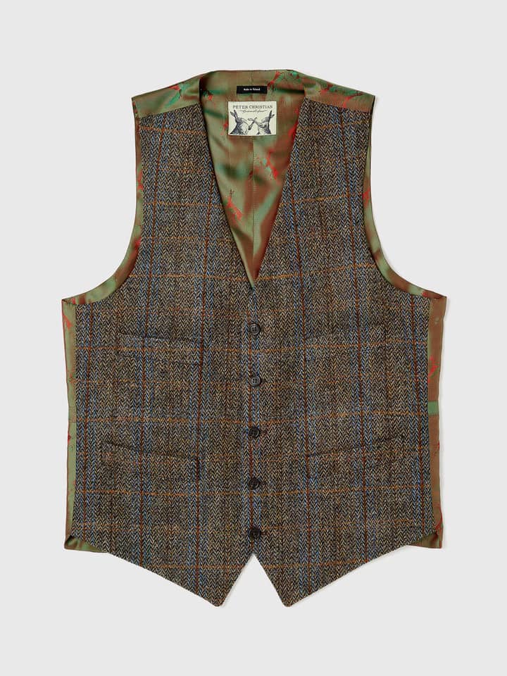 Men's Green Brown Harris Tweed® Waistcoat