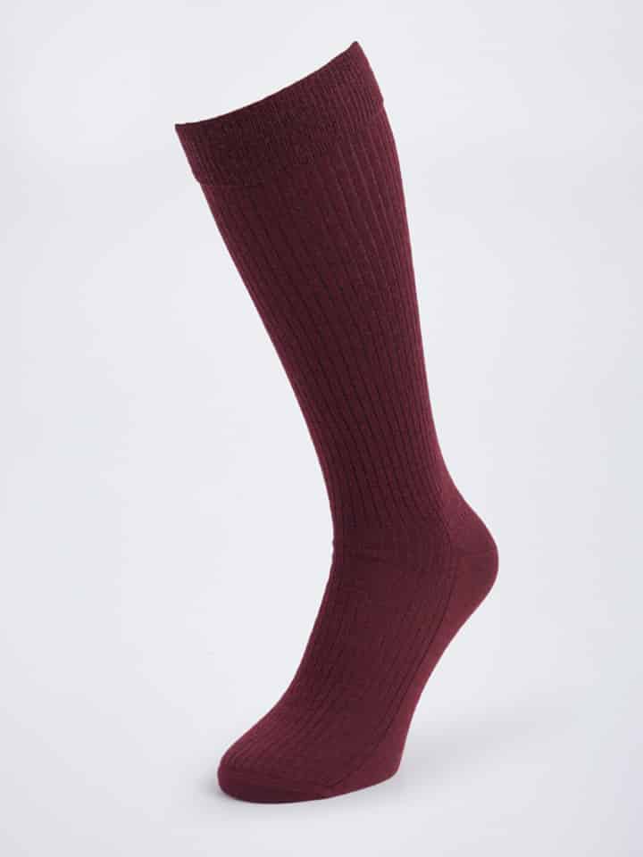 Burgundy HJ Knee High Wool Socks