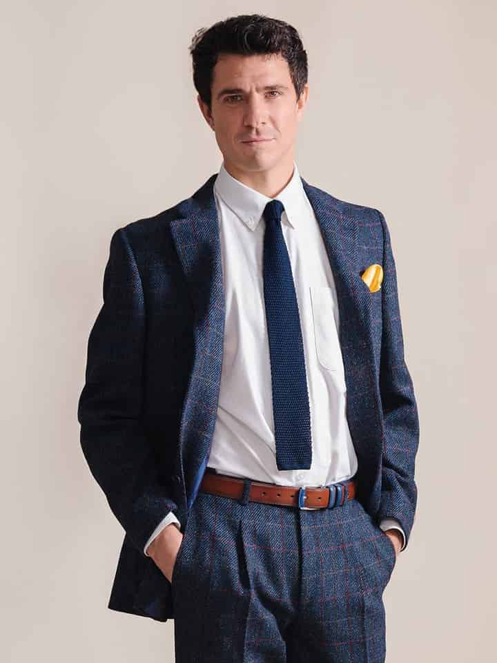 Image of Slate Blue Harris Tweed® Jacket On Model