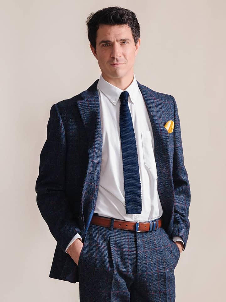 Image of Slate Blue Harris Tweed® Jacket On Model