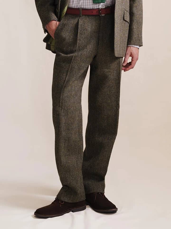 Men's Bracken Brown Harris Tweed® Trousers On Model