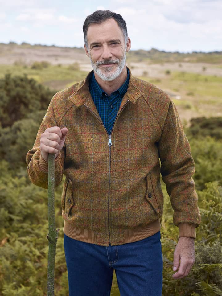 Model wears Amber Harris Tweed® Harrington Jacket