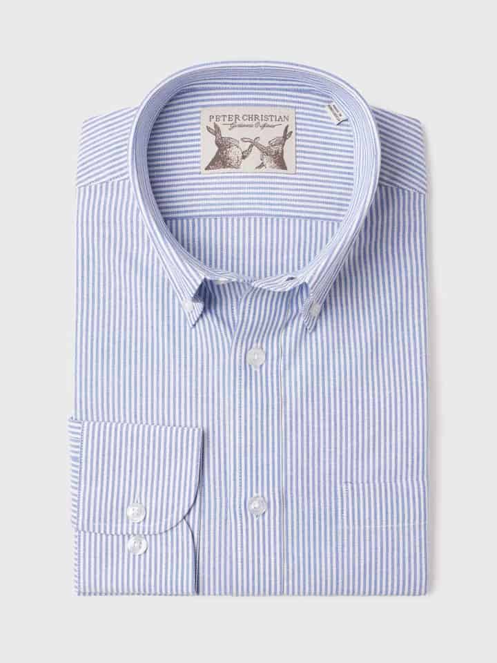 Blue Stripe Long Sleeve Button Down Oxford Shirt