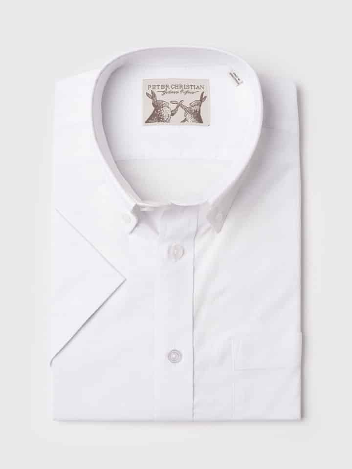 White Short Sleeve Button Down Oxford Shirt