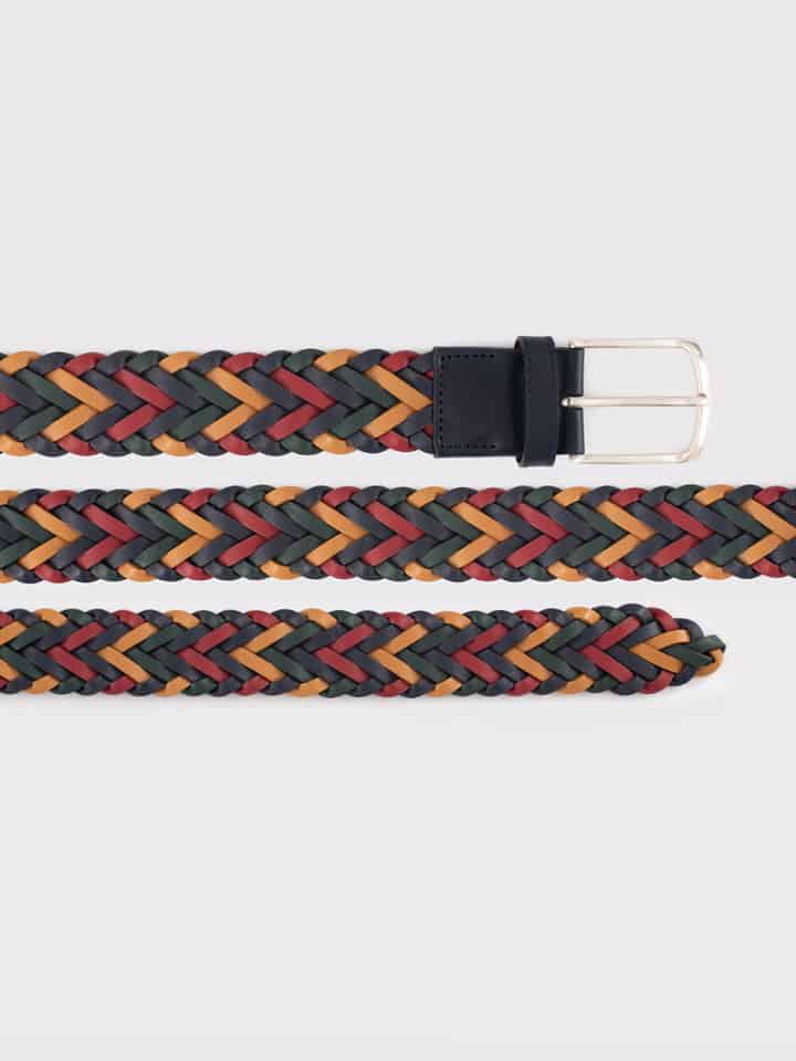Mens Leather Braided Belt in Multi Coloured