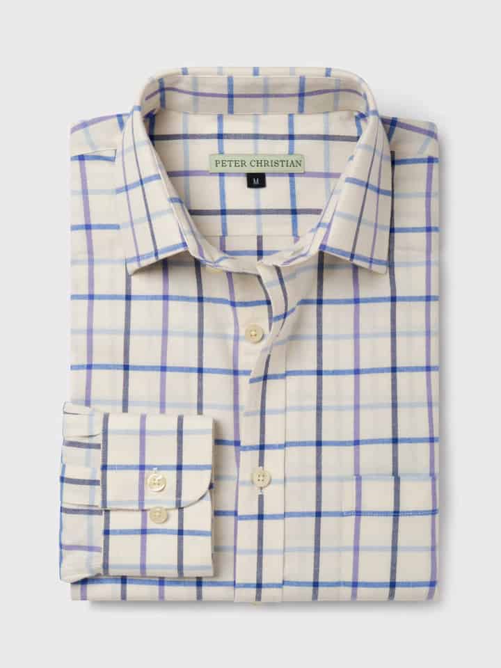 Men's Purple Big Check Tattersall Shirt Folded