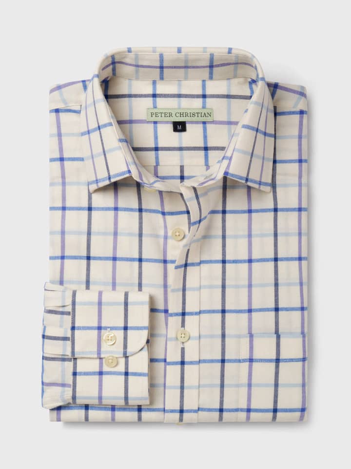 Men's Purple Big Check Tattersall Shirt Folded