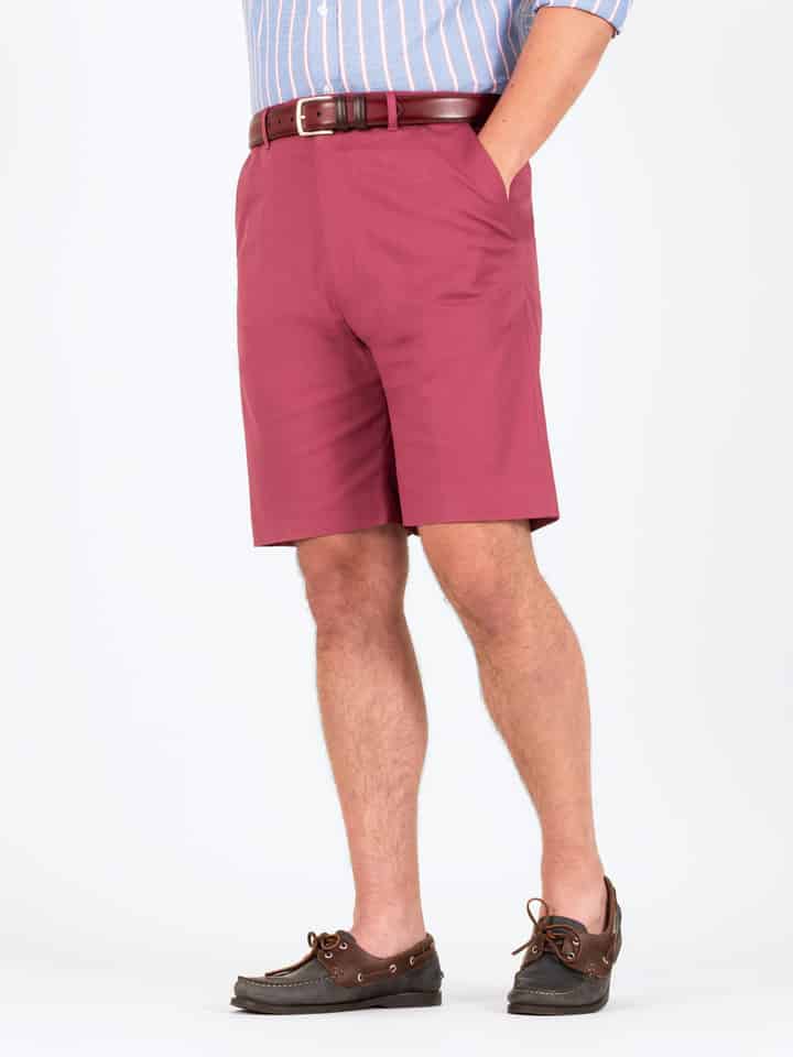 Men's Brick Red Cotton Stretch Flat Front Shorts