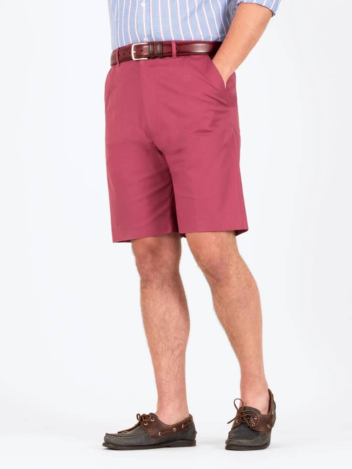 Men's Brick Red Cotton Stretch Flat Front Shorts