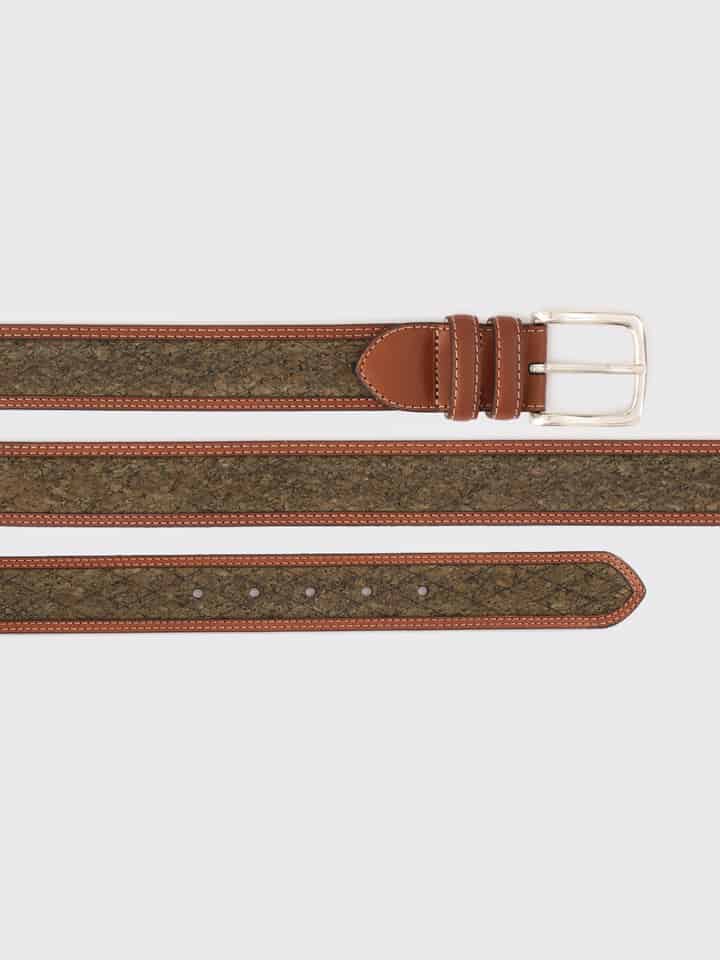 Mens Green Cork Inlaid Handmade Leather Belt