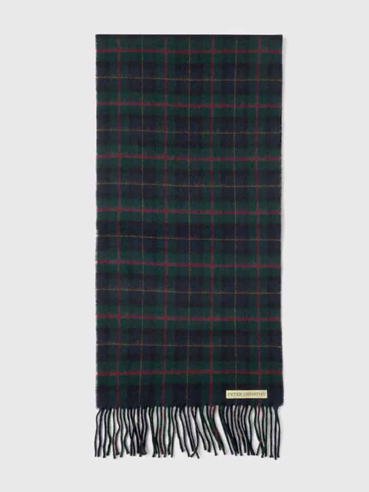 Mens Navy Checked 100% Lambswool Scarf