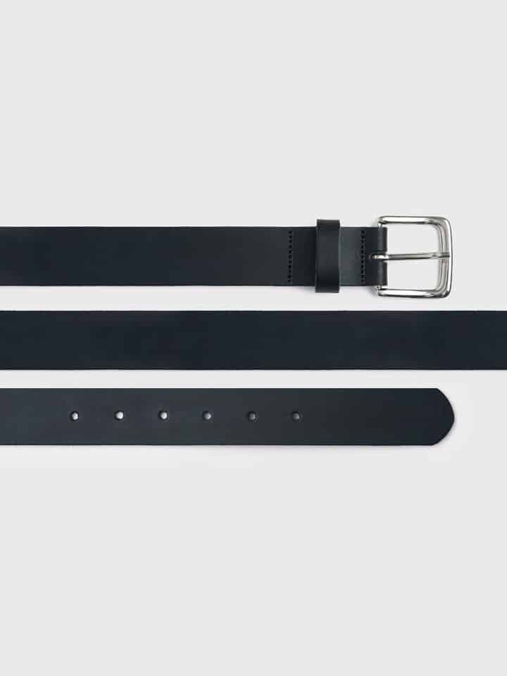 Mens Black Essential Leather Trouser Belt