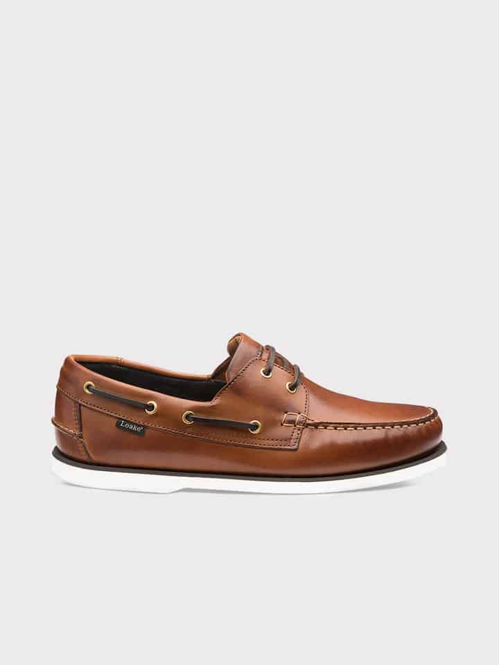Men's Tan Loake Leather Boat Shoe Side Profile