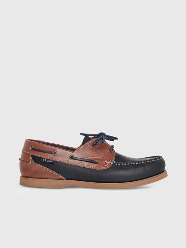 Men's Navy & Brown Loake Leather Boat Shoe
