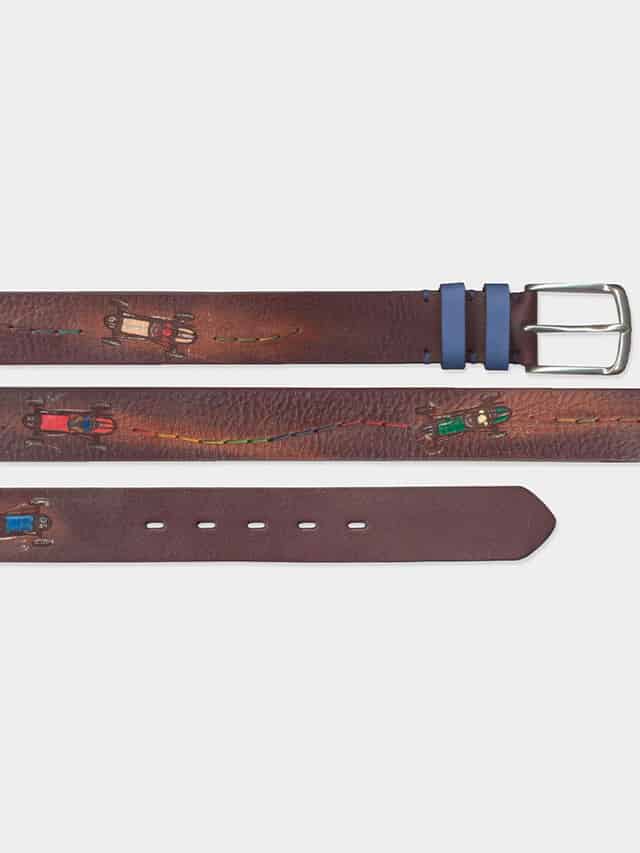 Handmade Leather Belt with Car Design