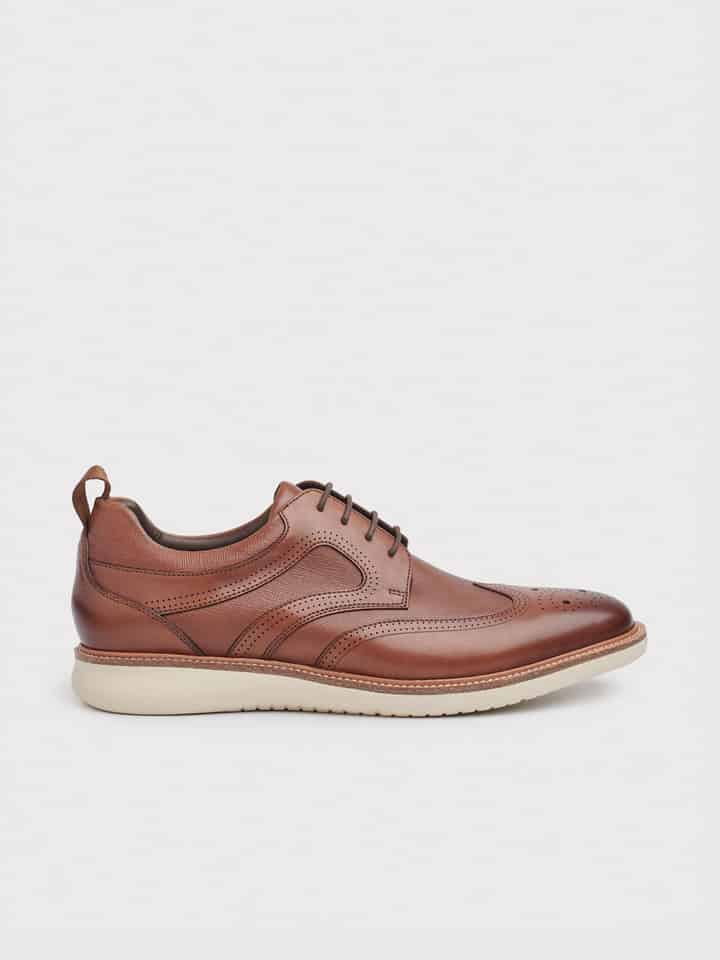 Men's Tan Leather Casual Brogue Trainers