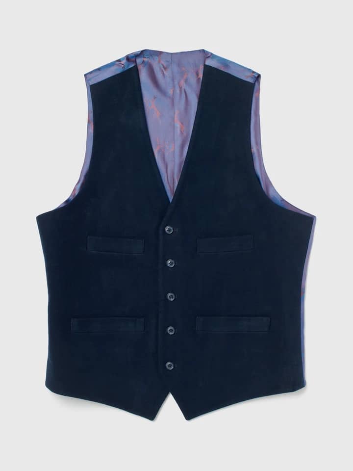 Moleskin Waistcoat Navy Front