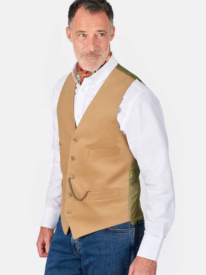 Beige Moleskin Waistcoat Model
