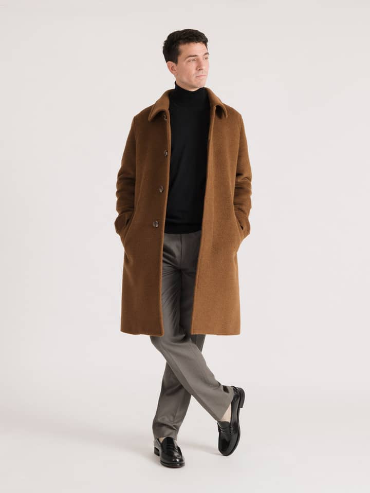 Men's Luxury Wool & Alpaca Coat on Model