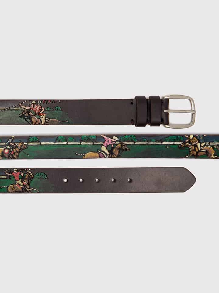 Polo Hand Painted and Stitched Leather Belt Buckles