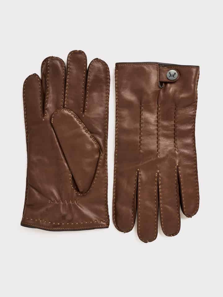 Men's Brown Leather Lambskin Gloves