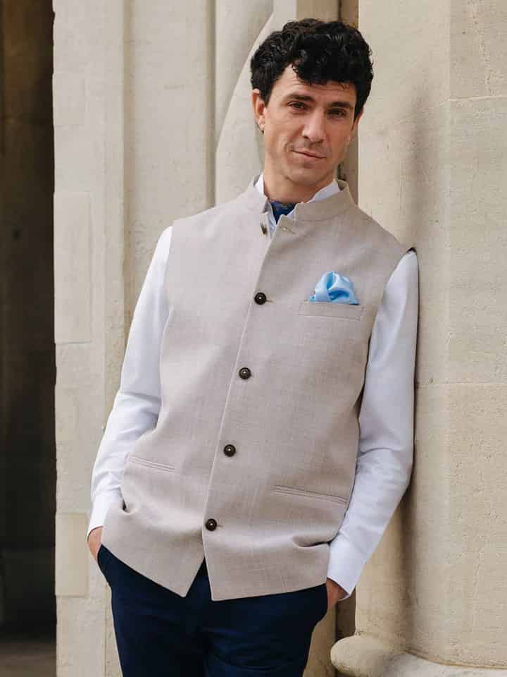 Men's Wool & Egyptian Cotton Nehru Gilet Model