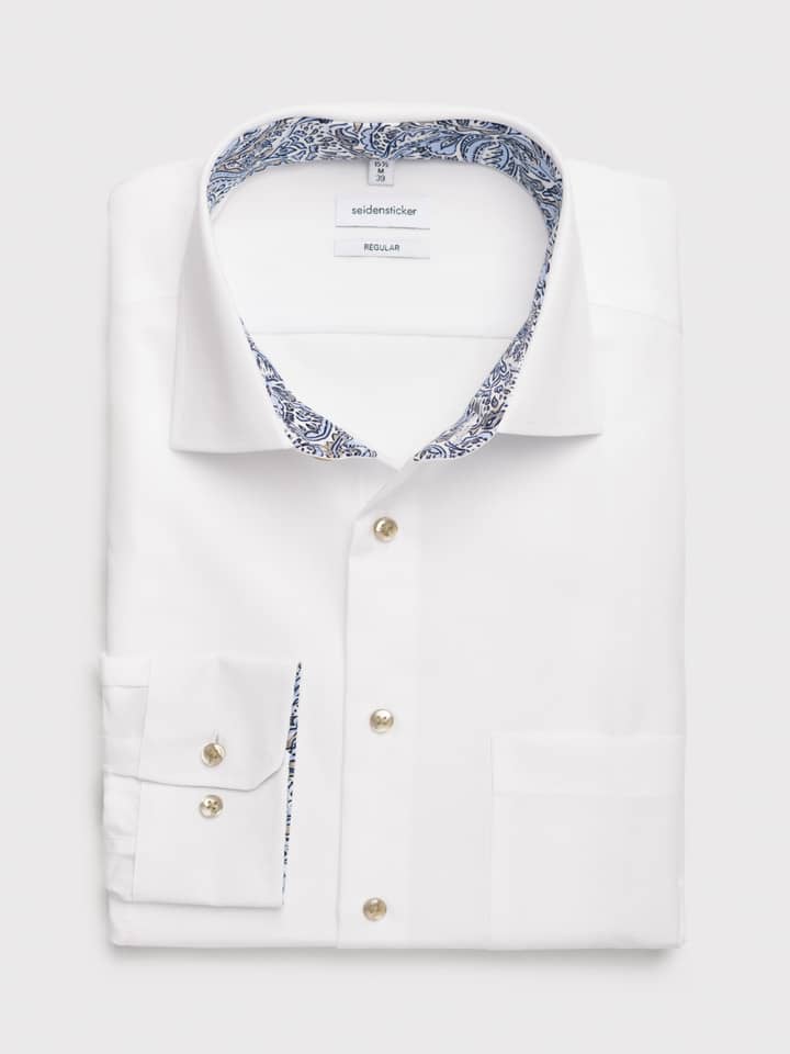 Mens White Seidensticker Long Sleeve Shirt Flat