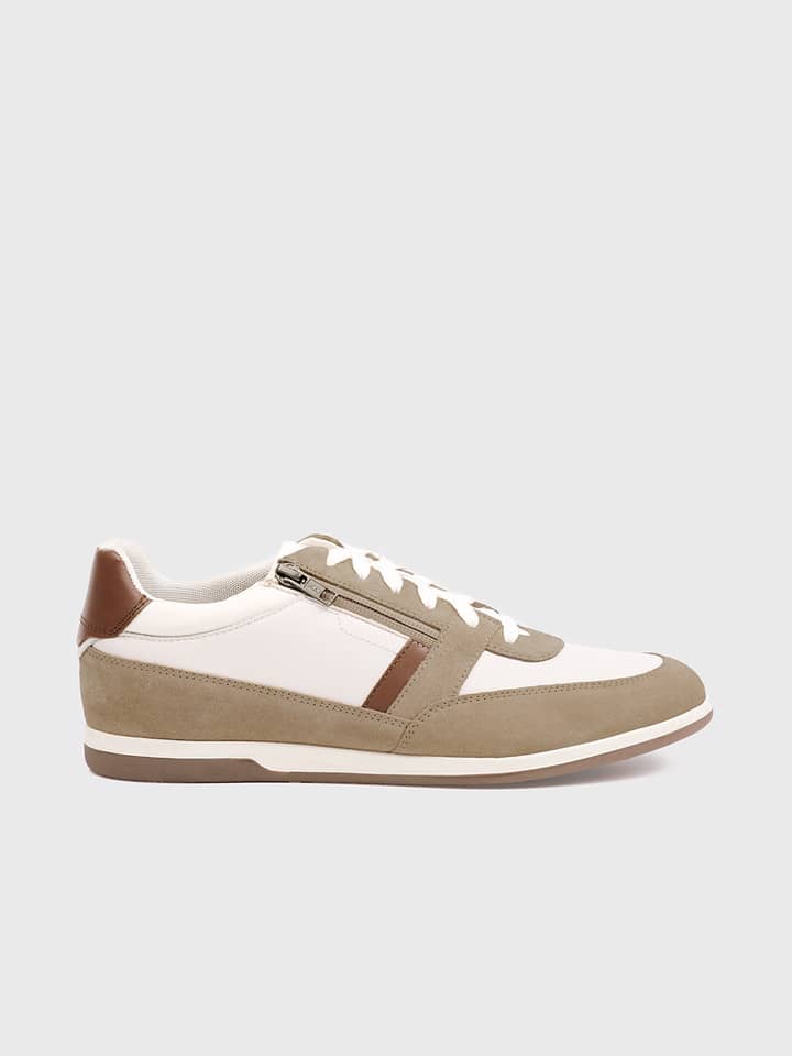 White Geox Renan Lace & Zip Trainers - Side
