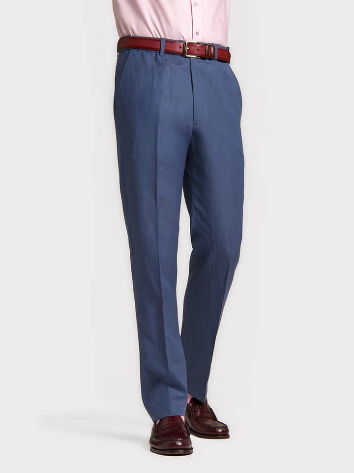 Linen and Wool Navy Blue Trouser
