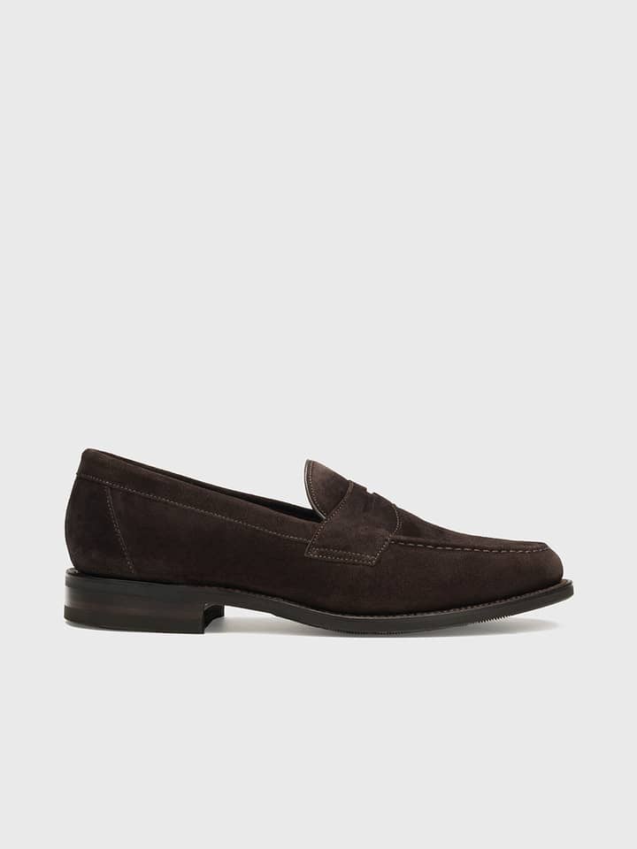 Men's Chocolate Loake Imperial Suede Loafer Side
