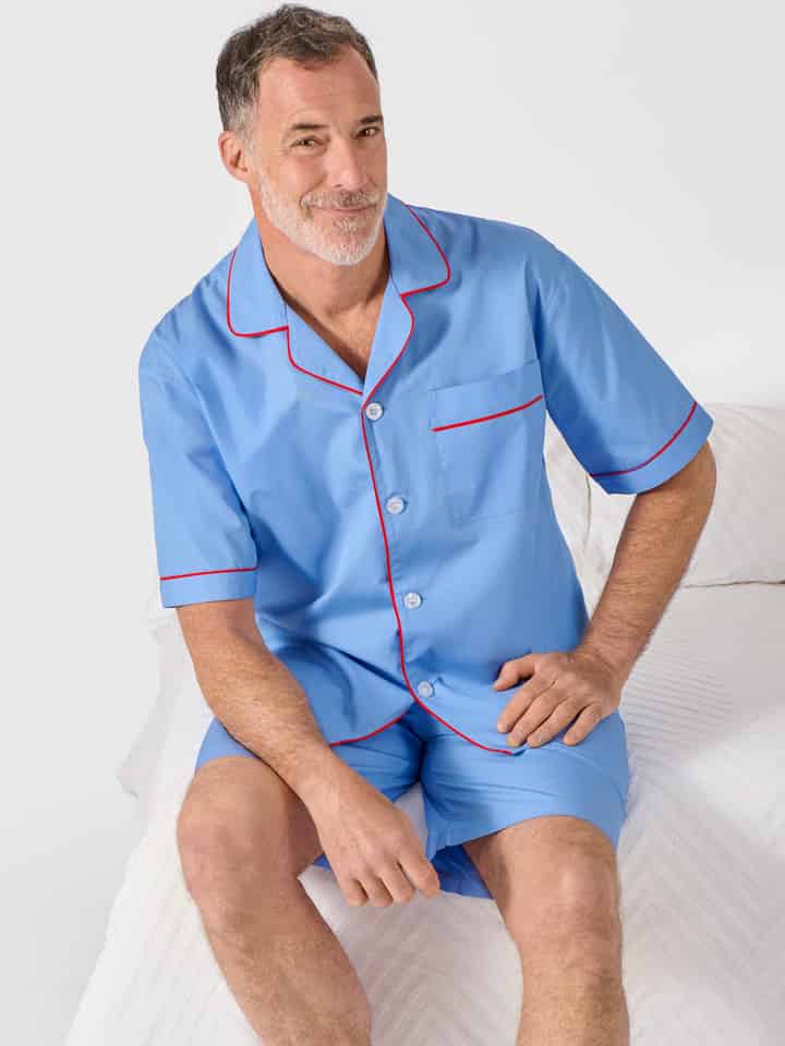Blue Cotton Short Pyjama Set Model