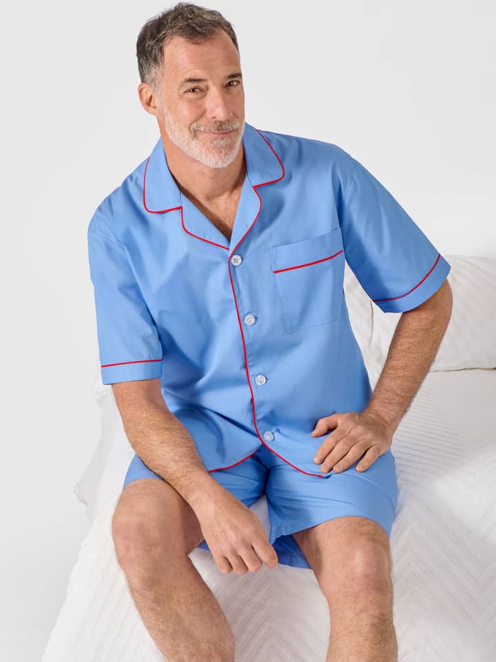 Blue Cotton Short Pyjama Set Model