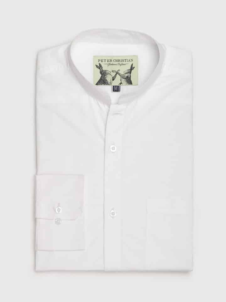 White Cotton Nehru Shirt Folded