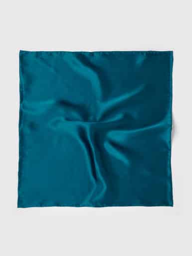 Petrol 100% Silk Pocket Square