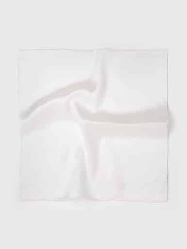 White 100% Silk Pocket Square