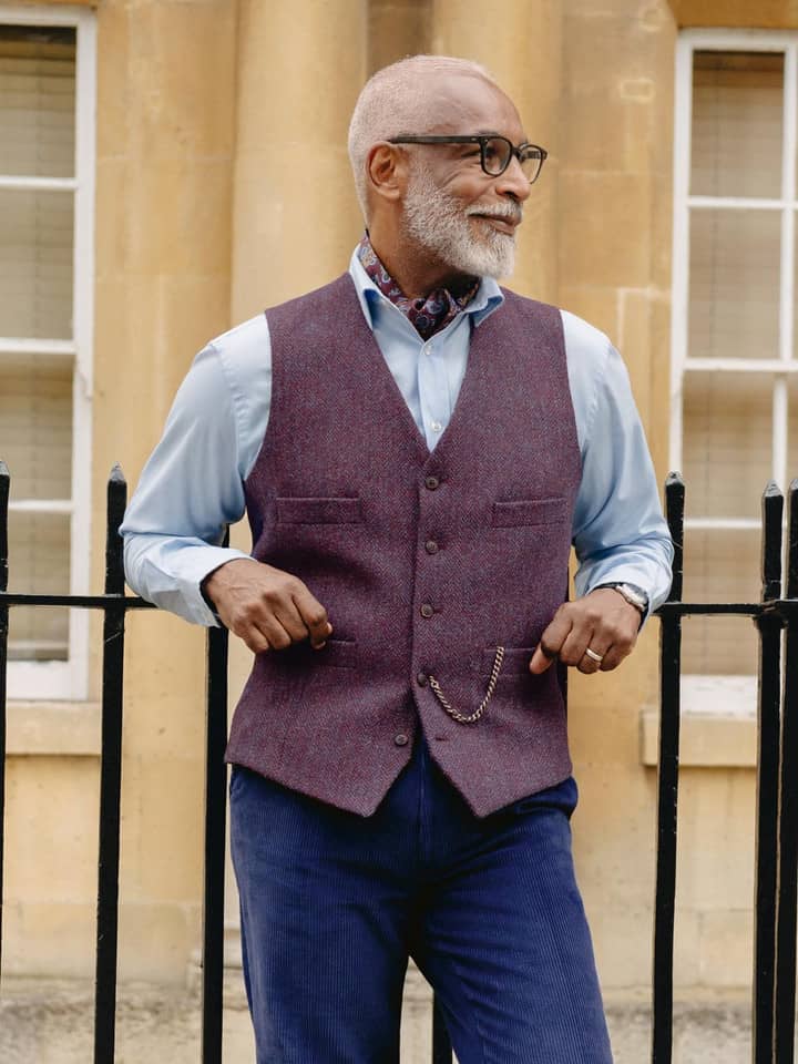 Burdock Harris Tweed® Waistcoat On Model