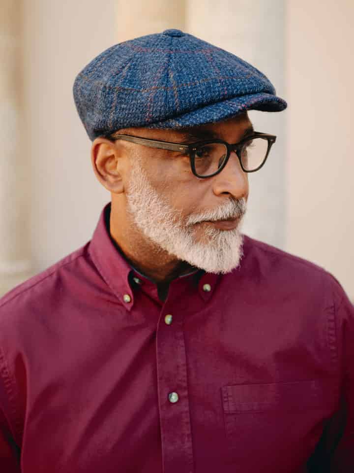 Blue Check Harris Tweed® Baker Boy Cap Model