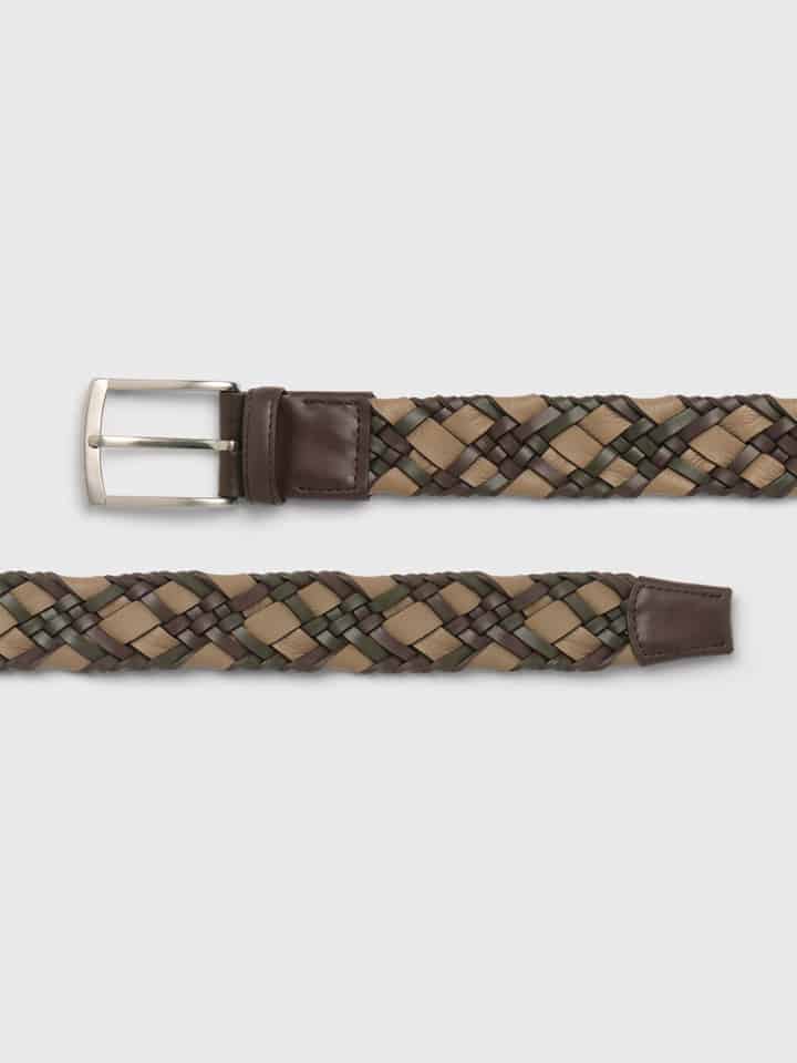 Brown hand braided leather belt