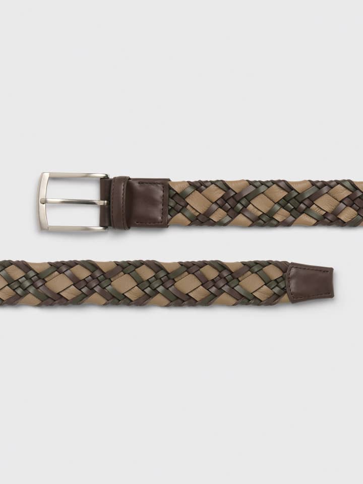 Brown hand braided leather belt