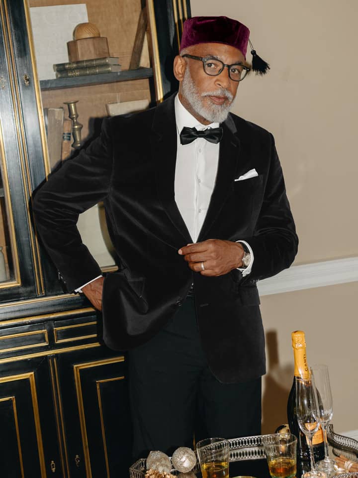 Black Velvet Jacket on Model